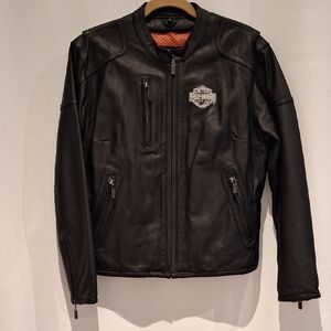 Harley-Davidson Black Leather Womens Biker Jacket Size L